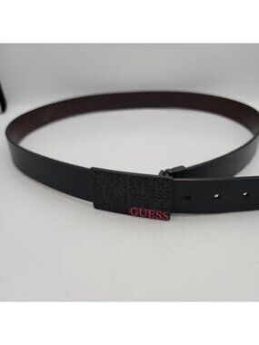 Mens Guess Belt XL 42-44 Black Faux Leather